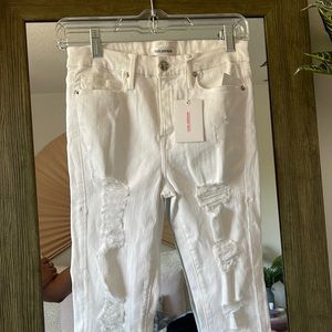 Good American white distressed jeans